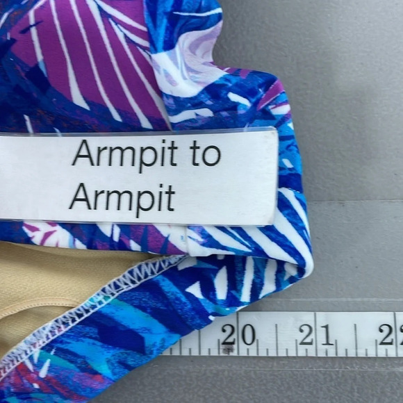 Swimsuits For All Tankini Top Womens 24 Purple Blue Floral Sweetheart Underwire - Picture 14 of 17